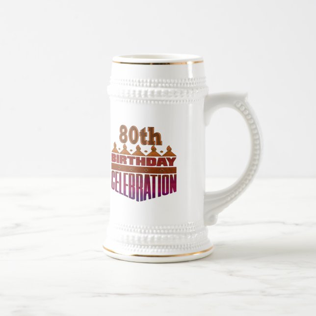 80th Birthday Celebration Gifts Beer Stein (Right)