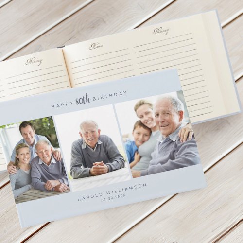 80th Birthday Celebration Multiple Photo Collage Guest Book