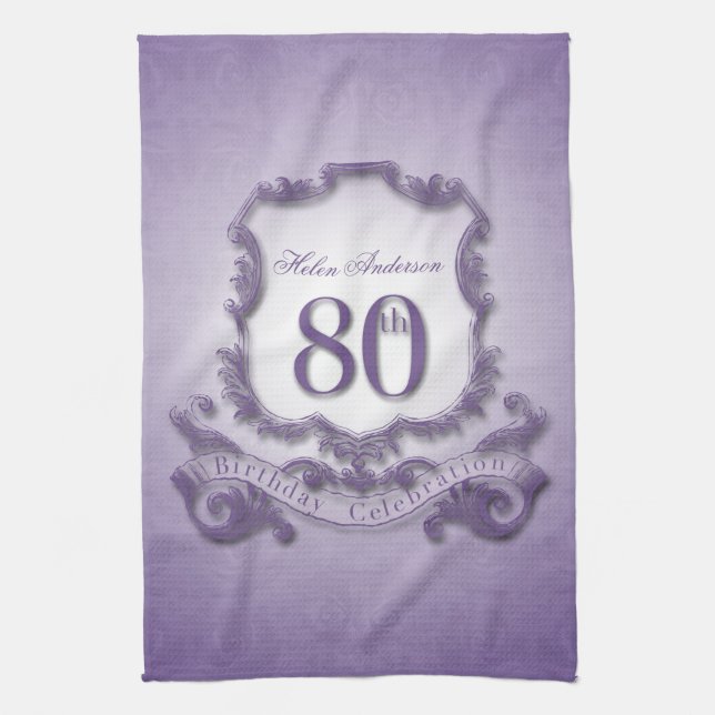80th Birthday Celebration Personalized K. Towel (Vertical)