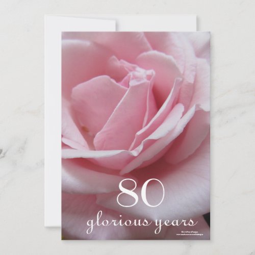 80th Birthday Celebration!-Pretty Pink Rose Custom Invitation