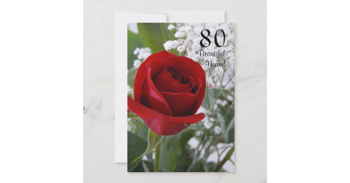 80th Birthday Celebration-Red Rose Invitation | Zazzle