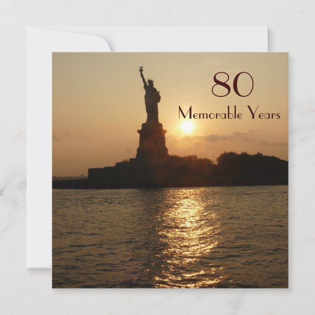 80th Birthday Celebration/Statue of Liberty Sunset Invitation (Front)