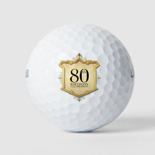 80th Birthday Celebration Vintage Frame Golf Ball