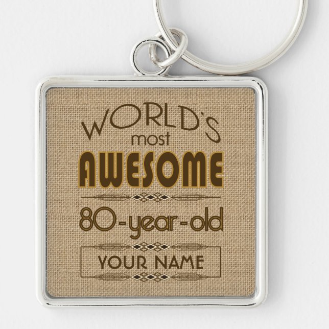 80th Birthday Celebration World Best Fabulous Keychain (Front)