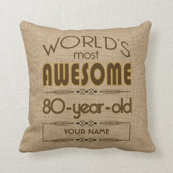 80th Birthday Celebration World Best Fabulous Throw Pillow by BCVintageLove at Zazzle