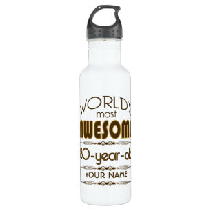 80th Birthday Celebration World Best Fabulous Water Bottle