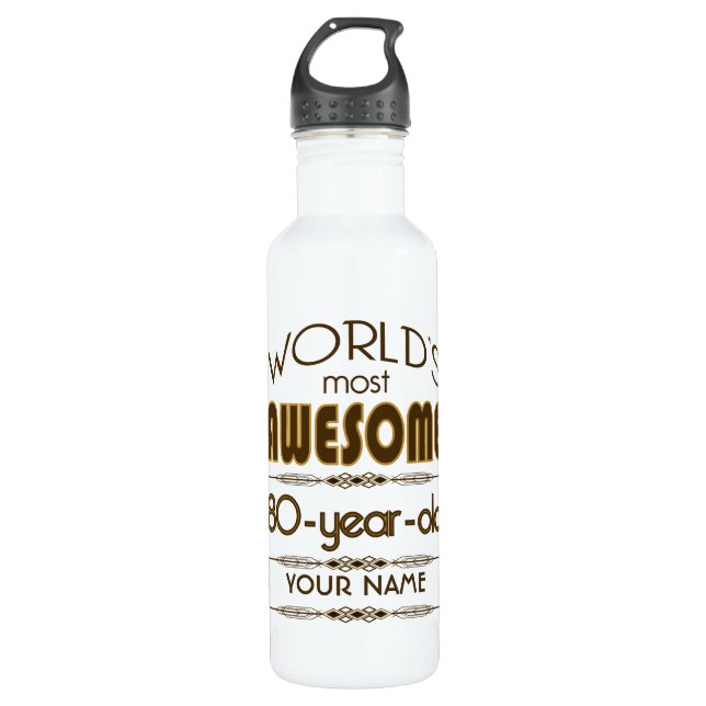 80th Birthday Celebration World Best Fabulous Water Bottle (Front)