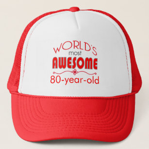 80th Birthday Celebration World's Best Bright Red Trucker Hat