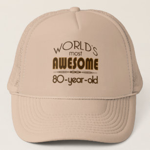 80th Birthday Celebration World's Best in Brown Trucker Hat