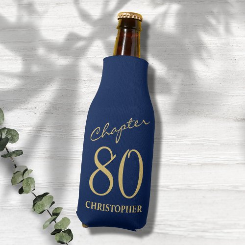 80th Birthday Chapter 80 Blue Gold Bottle Cooler