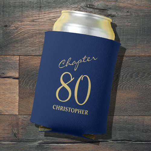 80th Birthday Chapter 80 Blue Gold Can Cooler