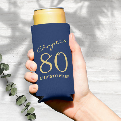 80th Birthday Chapter 80 Blue Gold Seltzer Can Cooler