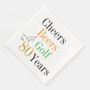 80th Birthday Cheers Beers Golf Minimal Party Paper Dinner Napkins