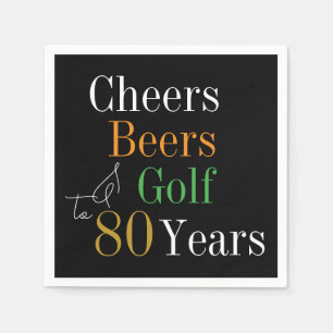 80th Birthday Cheers Beers Golf Party Napkins