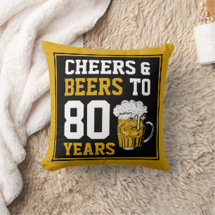 80th Birthday Cheers & Beers to 80 Years Throw Pillow