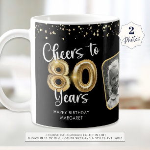 80th Birthday Cheers to 80 Years 2 Photos Coffee Mug