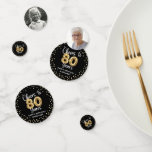 80th Birthday Cheers to 80 Years 2 Photos Confetti<br><div class="desc">80th Birthday Cheers to 80 Years 2 Photos Table Confetti. Add a festive touch to your 80th birthday table decor with these personalized, custom color table confetti pieces featuring a CHEERS TO 80 YEARS design with faux metallic gold balloon numbers and confetti and modern script typography, 2 pictures (one on...</div>