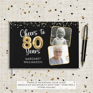 80th Birthday Cheers to 80 Years 2 Photos Guest Book