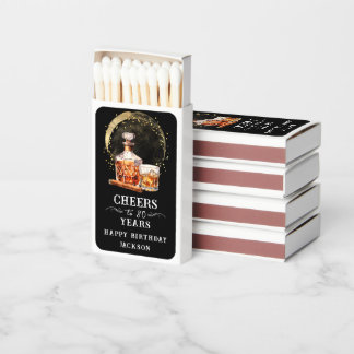 80th Birthday Cheers to Whiskey Cigar Matchboxes