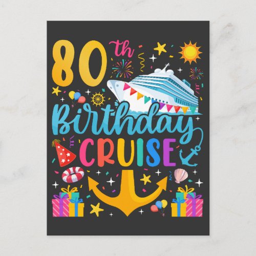 80th Birthday Cruise B_Day Party Postcard