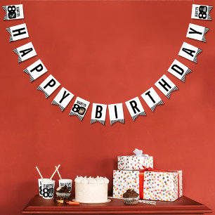 80th Birthday custom photo black white Bunting Flags