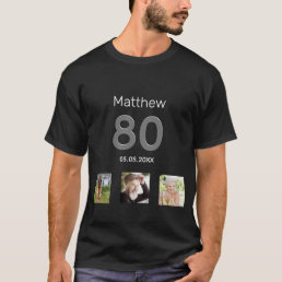 80th birthday custom photo monogram guy T-Shirt