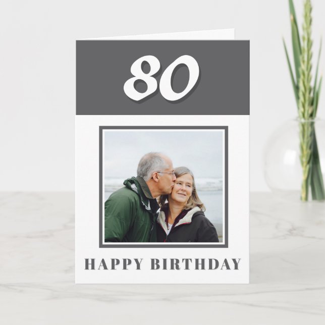 80th Birthday Custom Photo Personalized Card (Front)