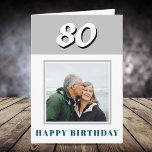 80th Birthday Custom Photo Personalized Card<br><div class="desc">80th Birthday Custom Photo Personalized Card. Personalized 80th birthday greeting card for someone celebrating 80 years. This modern and simple design features the age,  photo and Happy birthday card. Add your photo into and message inside or erase it. You can also change the year number.</div>