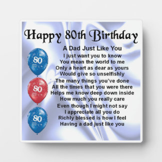 80th Birthday Dad Poem Plaque