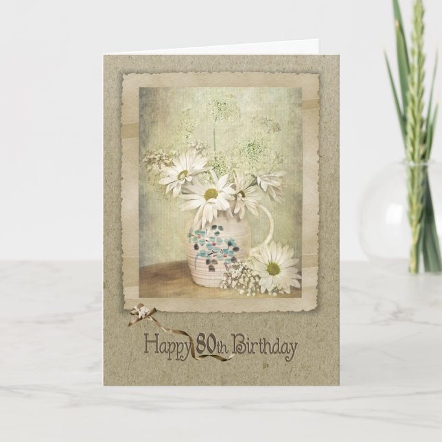 80th Birthday Daisy Bouquet Card (Front)