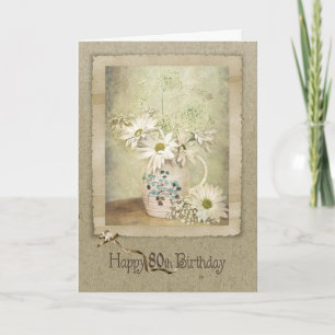 80th Birthday Daisy Bouquet Card