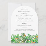 80th Birthday December Birth Flower Holly Arch Invitation
