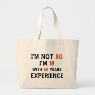 80th birthday designs large tote bag