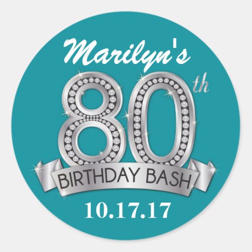 80th Birthday Diamond Stickers