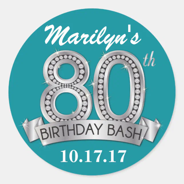 80th Birthday Diamond Stickers | Zazzle