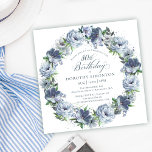 80th Birthday Dusty Blue Flower Wreath Invitation<br><div class="desc">Soft watercolor blue roses and peonies create a pretty springtime wreath to decorate this 80th birthday invitation. The typography adds an elegant aesthetic. This elegant birthday invitation is available in both traditional cardstock and a downloadable version. It is part of the Dusty Blue Floral collection. It lets you choose a...</div>