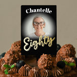 80th birthday eighty gold black birthday custom cake topper
