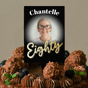 80th birthday eighty gold black birthday custom cake topper