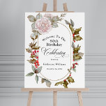 80th Birthday Elegant December Rose Holly Floral Foam Board<br><div class="desc">When your birthday occurs in the month of December, it often gets lost in all the holiday fanfare. Make the guest of honor feel special with this beautifully unique custom birthday party welcome sign that has a unique oval floral frame with a feminine pink rose accent added to the holly...</div>