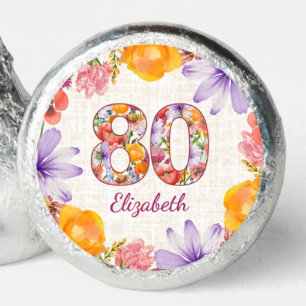 80th Birthday Elegant Floral Party Chocolates Hershey®'s Kisses®