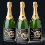 80th Birthday Elegant Gold Black Custom Photo  Sparkling Wine Label<br><div class="desc">80th Birthday Elegant Gold Black Custom Photo sparkling wine Label. And elegantly designed special birthday celebration invitation,  featuring a custom photo of birthday person and script calligraphy with vintage flourish elements. Simple enough to fit a variety of themes and colors!
Need help? Simply contact me!</div>