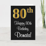 [ Thumbnail: 80th Birthday ~ Elegant Luxurious Faux Gold Look # Card ]