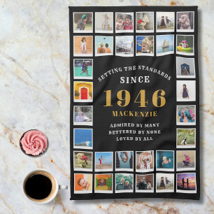 80th Birthday Family Memories Photo Collage Kitchen Towel