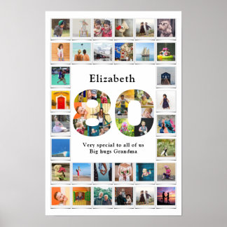80th Birthday Family Photo Template Keepsake Poster