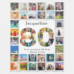 80th Birthday Family Photo Template Large Fleece Blanket