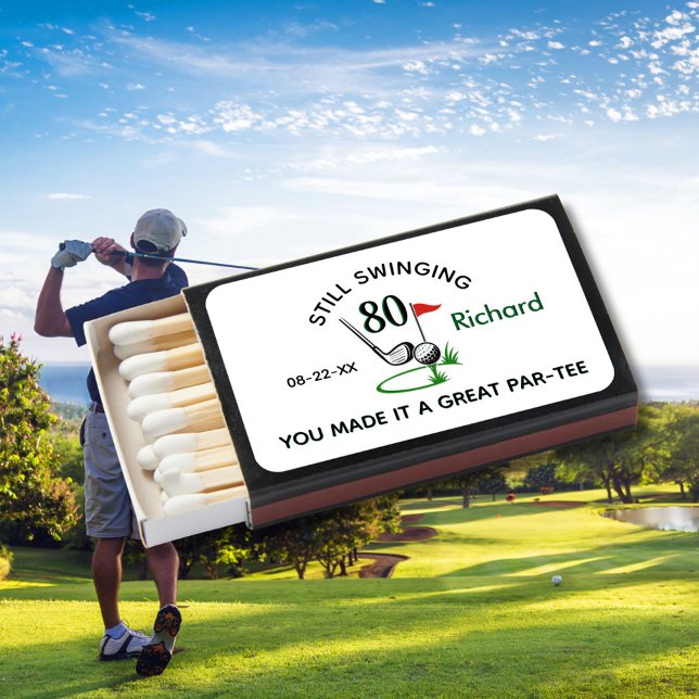 80th Birthday Favor Men's Golf Theme Par-tee Matchboxes (Creator Uploaded)