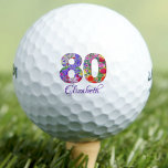 80th birthday floral colorful 80 years name  golf balls<br><div class="desc">80th birthday floral colorful 80 years name Golf Balls. Celebrate a milestone 80th birthday with this unique, custom-printed golf ball. Decorated with vibrant floral patterns within the number 80, this golf ball is perfect for the golf enthusiast who loves to hit the greens in style. It’s not just a great...</div>