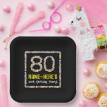 [ Thumbnail: 80th Birthday: Floral Flowers Number, Custom Name Paper Plates ]