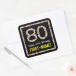 [ Thumbnail: 80th Birthday: Floral Flowers Number, Custom Name Sticker ]