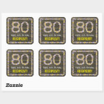 [ Thumbnail: 80th Birthday: Floral Number, Faux Wood Look, Name Sticker ]